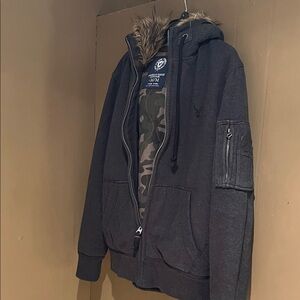 American Eagle Men's Insulation Winter Hooded Jacket w/Faux Fur Trim Sz M